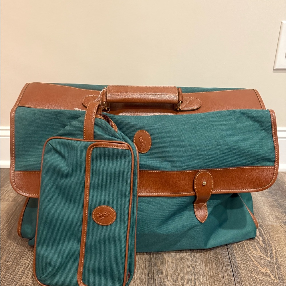 Ralph Lauren Green and Brown Messenger Bag Set